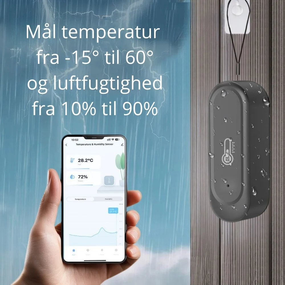 Smart udendørs WiFi termometer og fugtighedsmåler