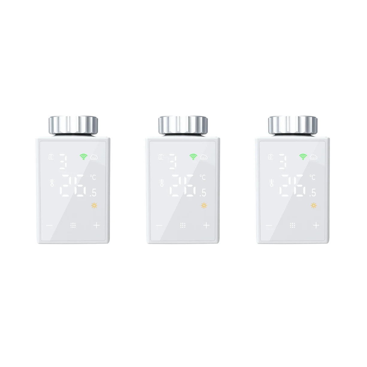 3 pak Smart WiFi radiator termostat (firkantet) 4 pak 16A WiFi Smart Plugs med energimåler