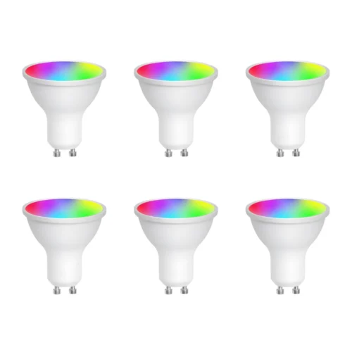 billeder viser en 6 pak smart WiFi LED pære 5W