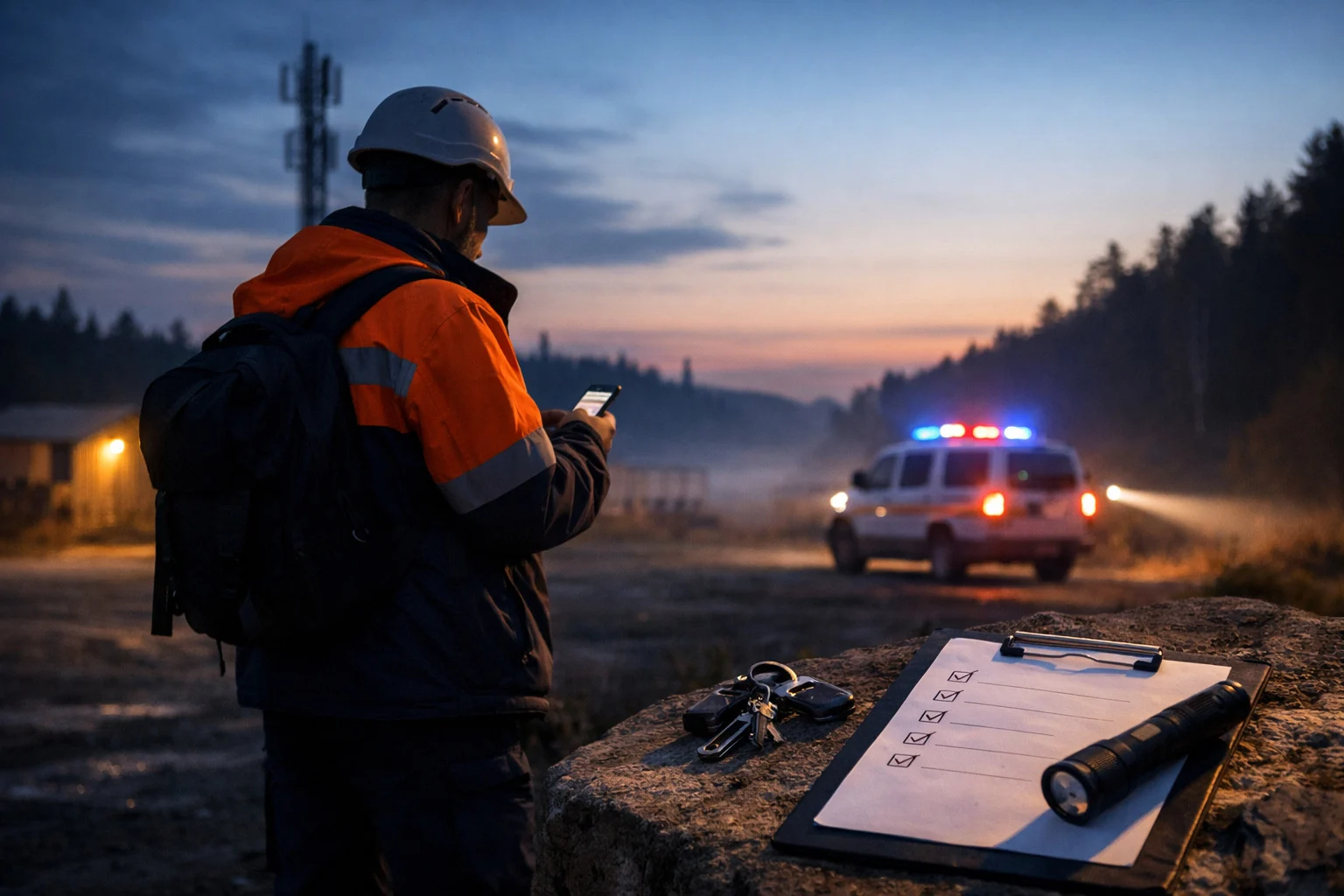 billedet viser en mand på arbejde og omhandler Alarm til alenearbejde
