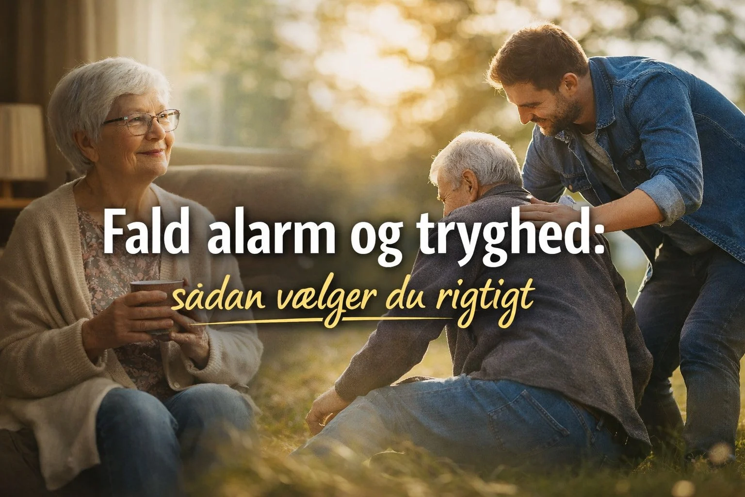 billedet viser en ældre person med fald alarm