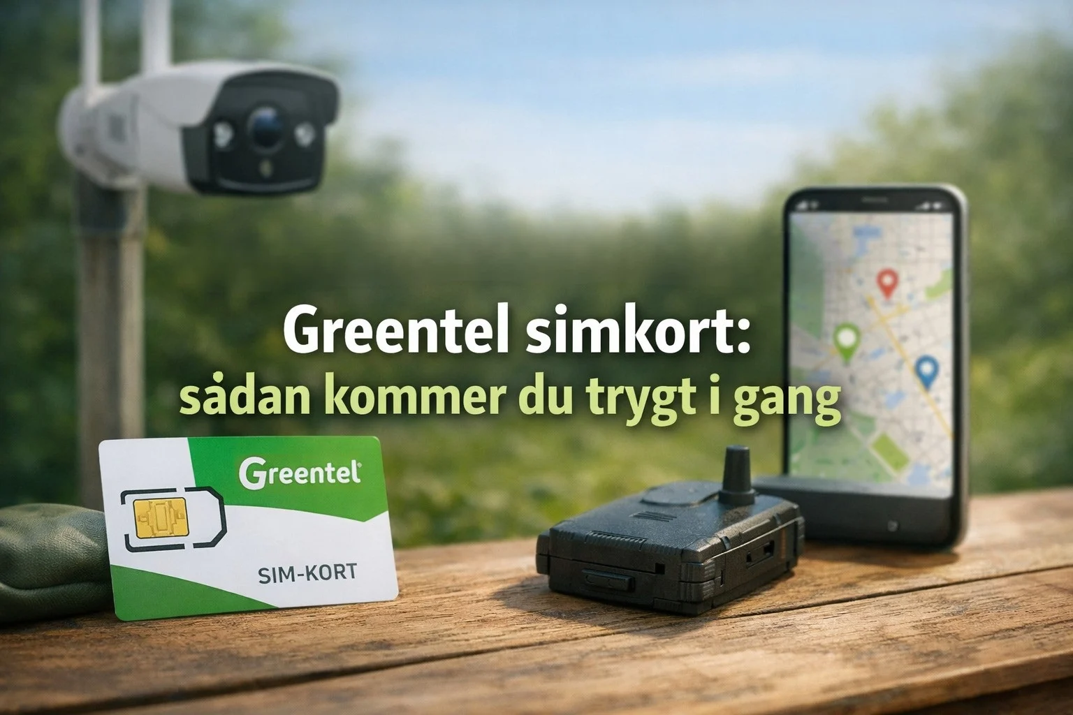 billedet viser kamera tracker og greentel simkort