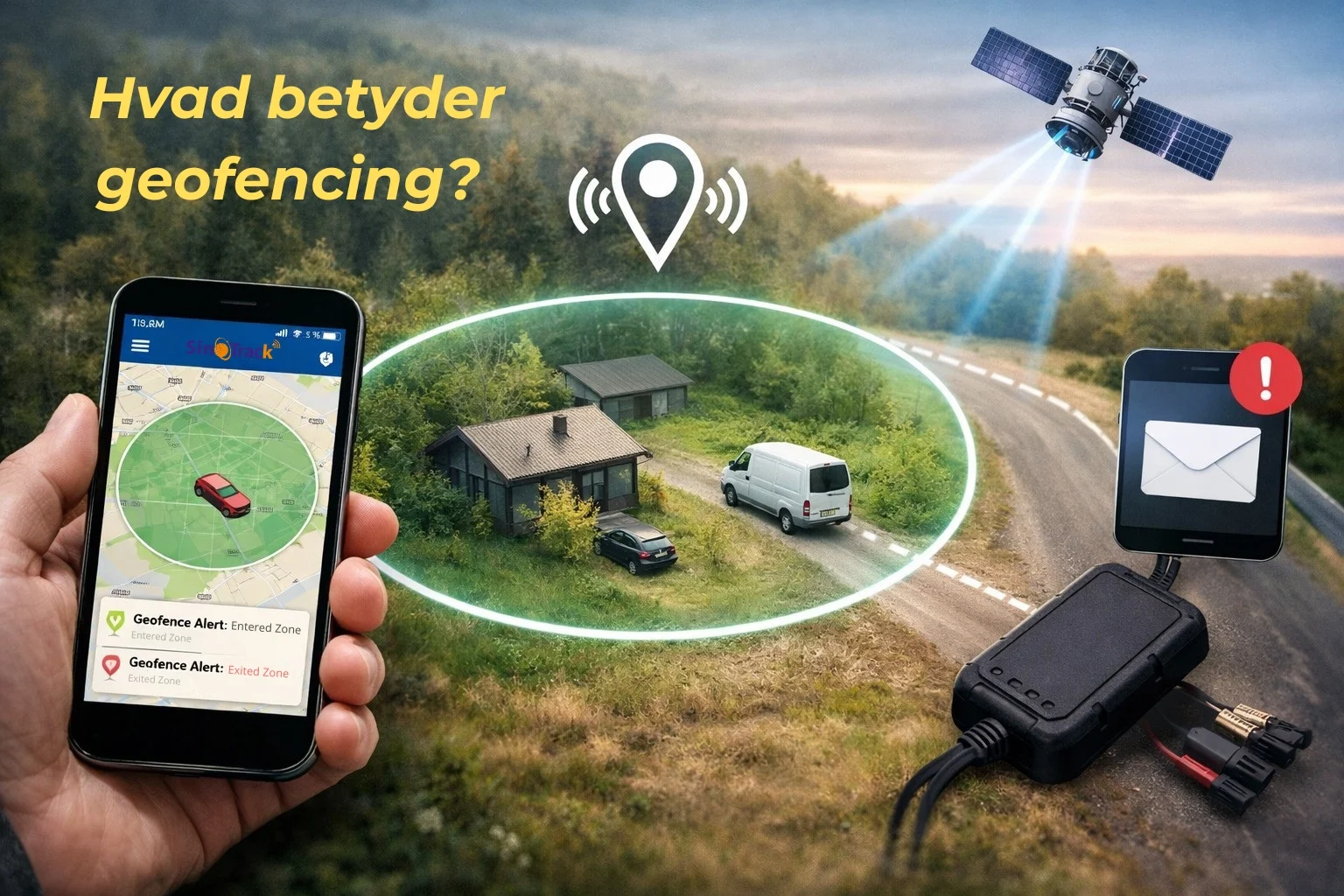 billedet viser gps tracker til bil og omhandler Hvad betyder geofencing