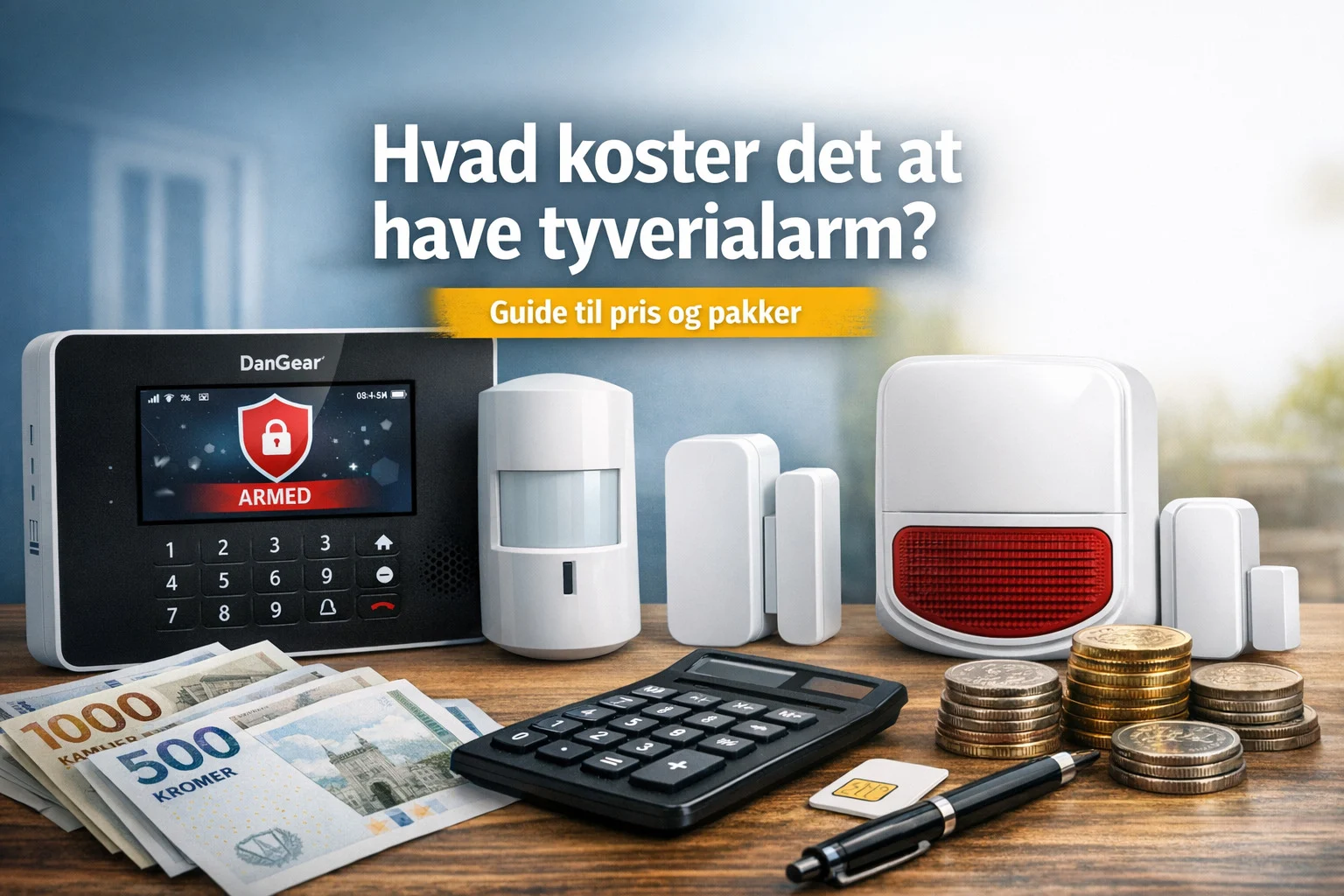 billedet viser tyverialarm alarmsystem og omhandler Hvad koster det at have tyverialarm