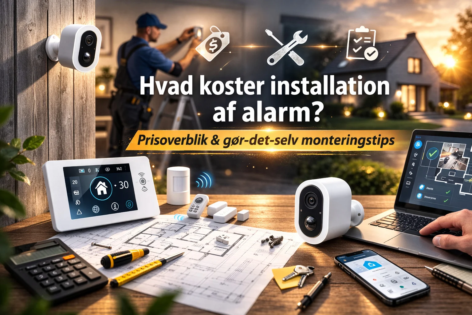 billedet viser alarmsystem overvågningskamera budget til hvad koster installation af alarm
