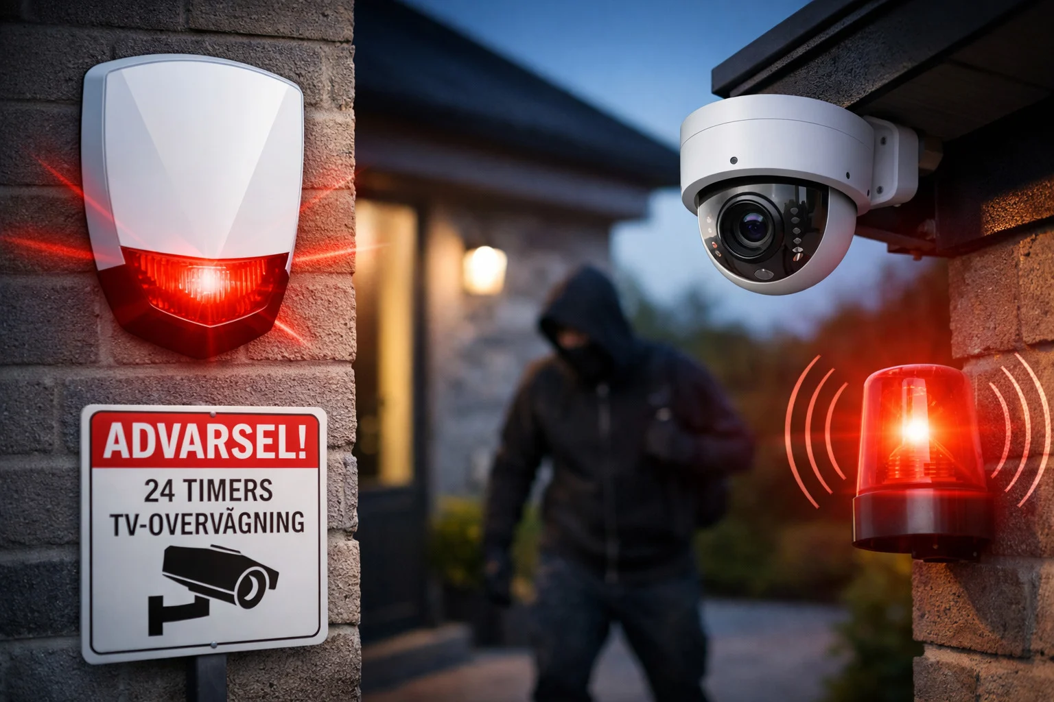 billedet viser indbrudstyv og alarm i hjemmet og omhandler hvad skræmmer indbrudstyve