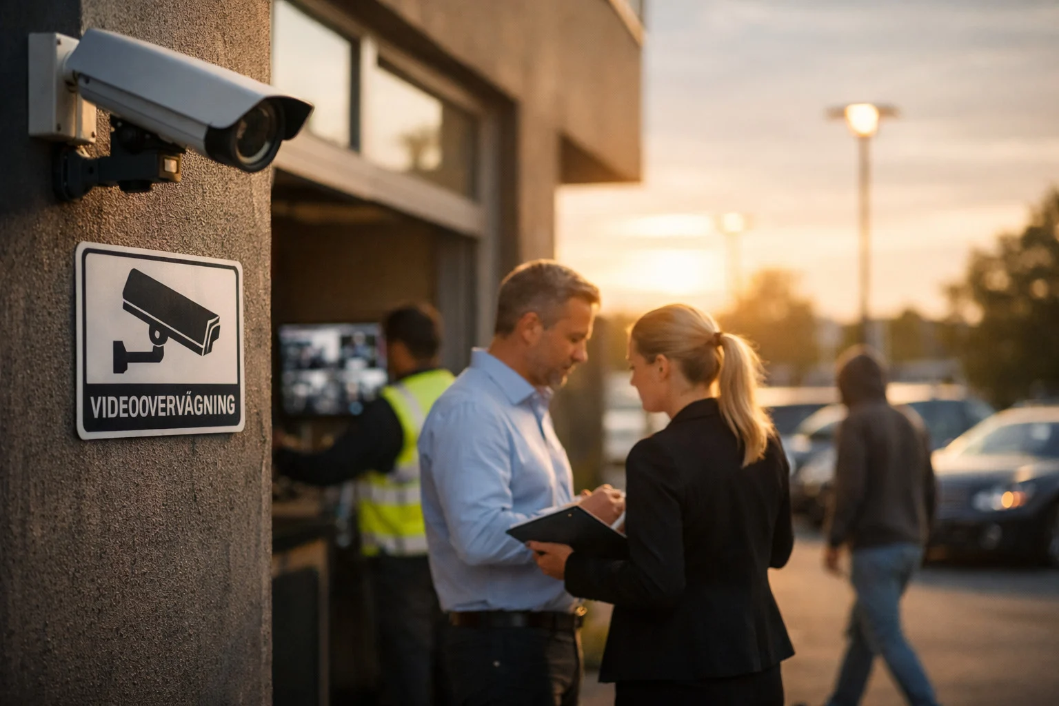 billedet viser videovervågning på en arbejdsplads og omhandler hvor længe må virksomheder opbevare overvågning optagelser