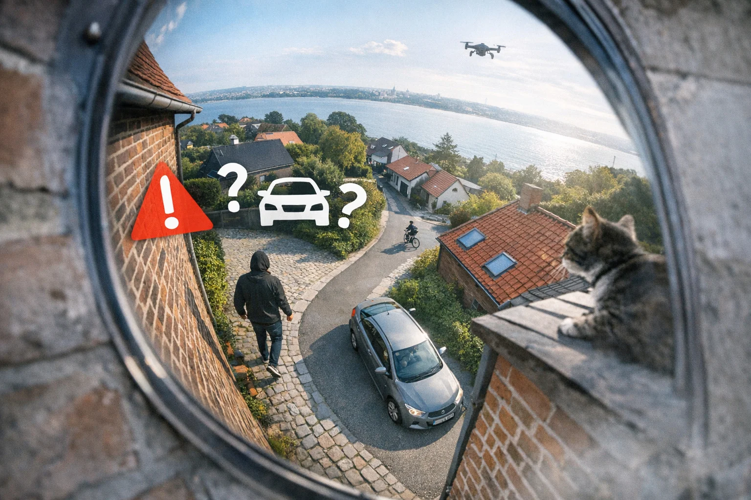 billedet viser en vej set fra oven af et Kamera notifikationer