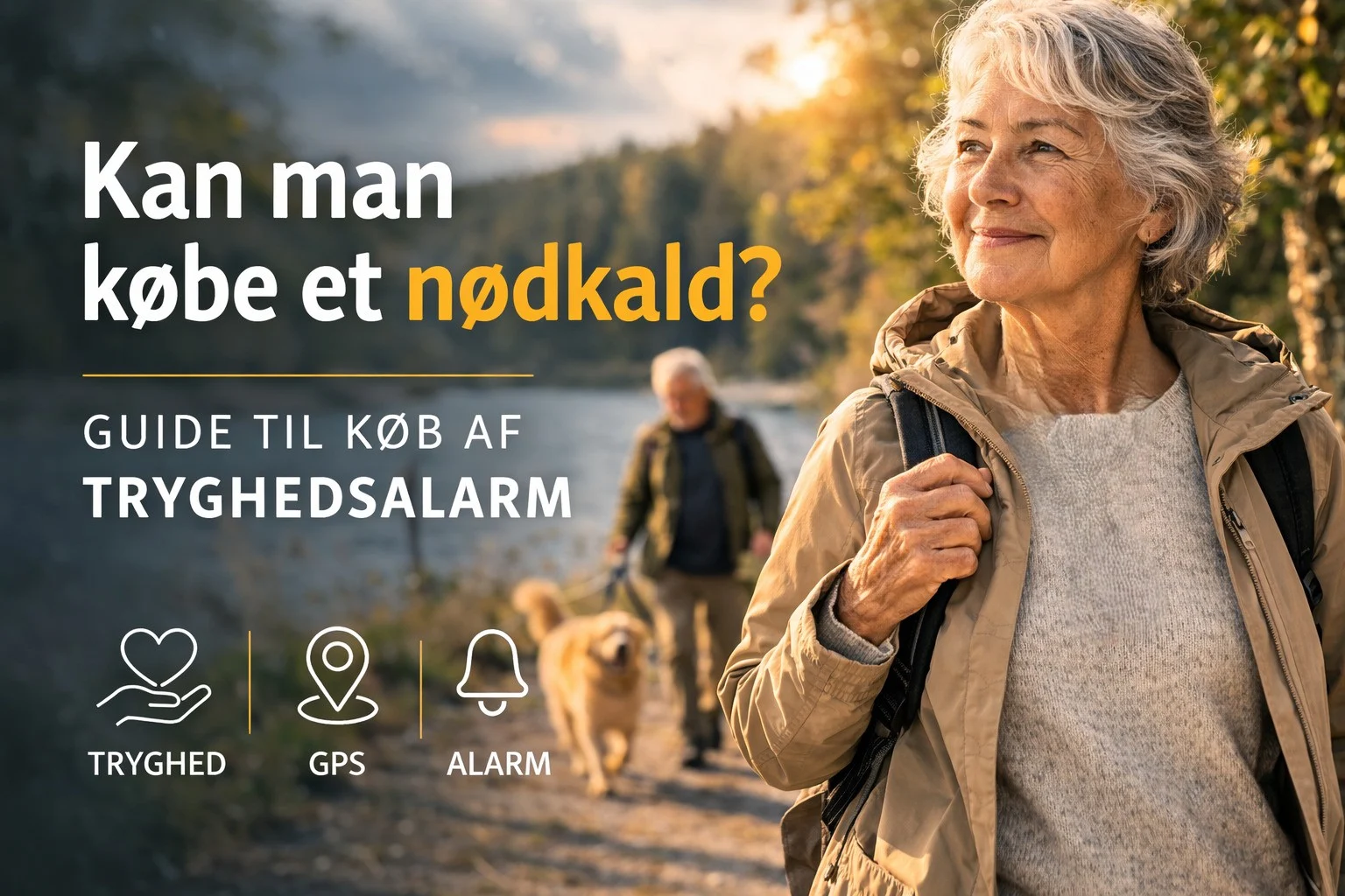 billedet viser ældre mennesker i natur og omhandler spørgsmålet "kan man købe et nødkald"