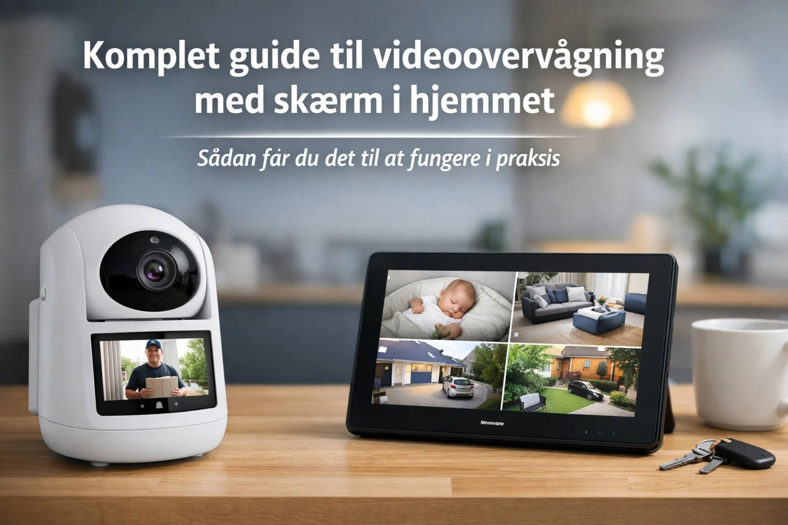 billedet viser Videoovervågning med skærm