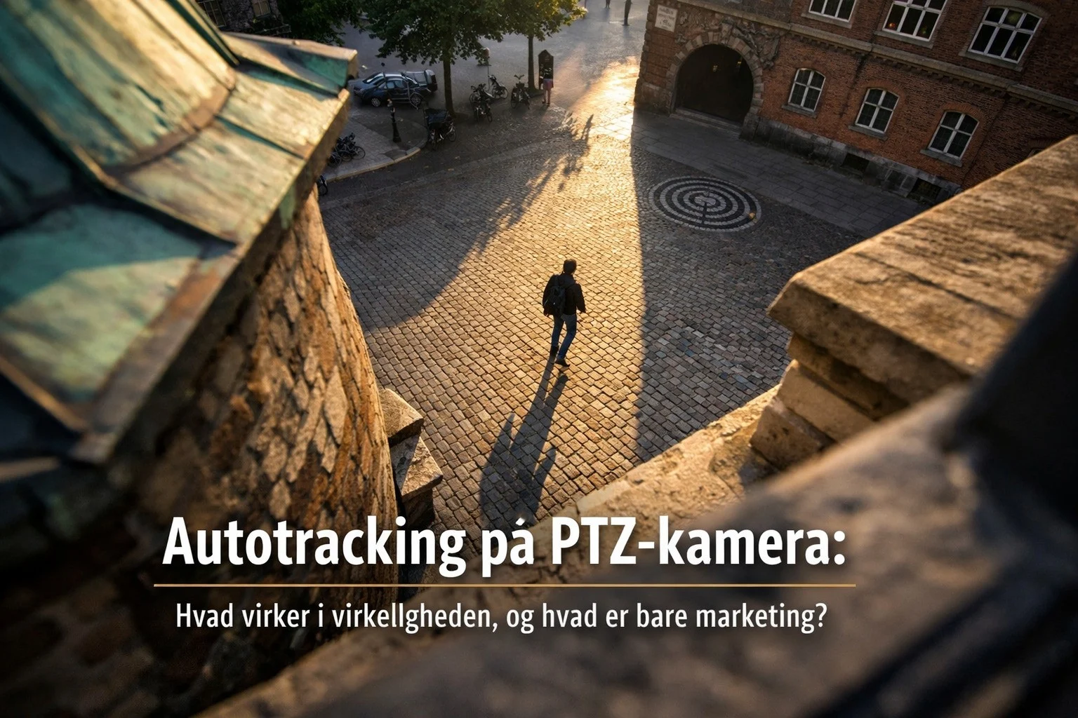 billedet viser en person set fra oven med et PTZ autotracking kamera