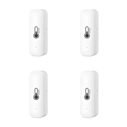billedet viser en 4 pak indendørs WiFi termometer og fugtighedssensor