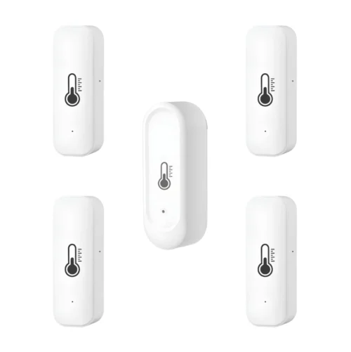 billedet viser 5 pak udendørs og indendørs WiFi termometer og fugtighedssensor
