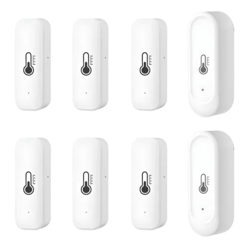 billedet viser 8 pak udendørs og indendørs WiFi termometer og fugtighedssensor