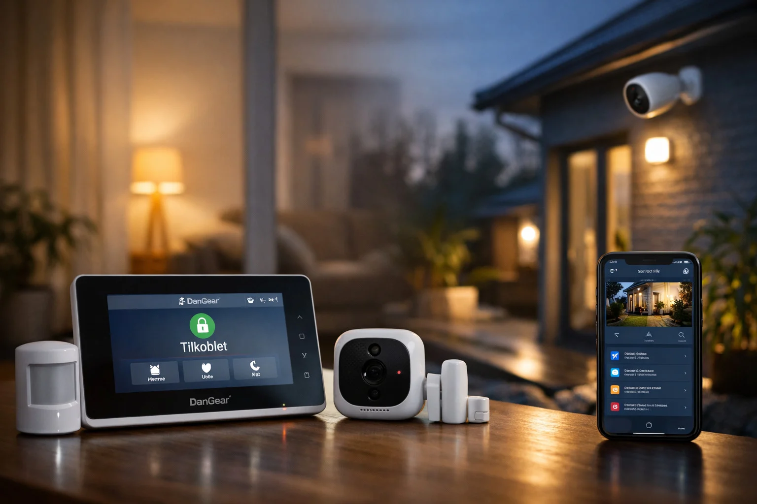 billedet viser et alarmsystem i hjemmet og omhandler Smarthome alarm system