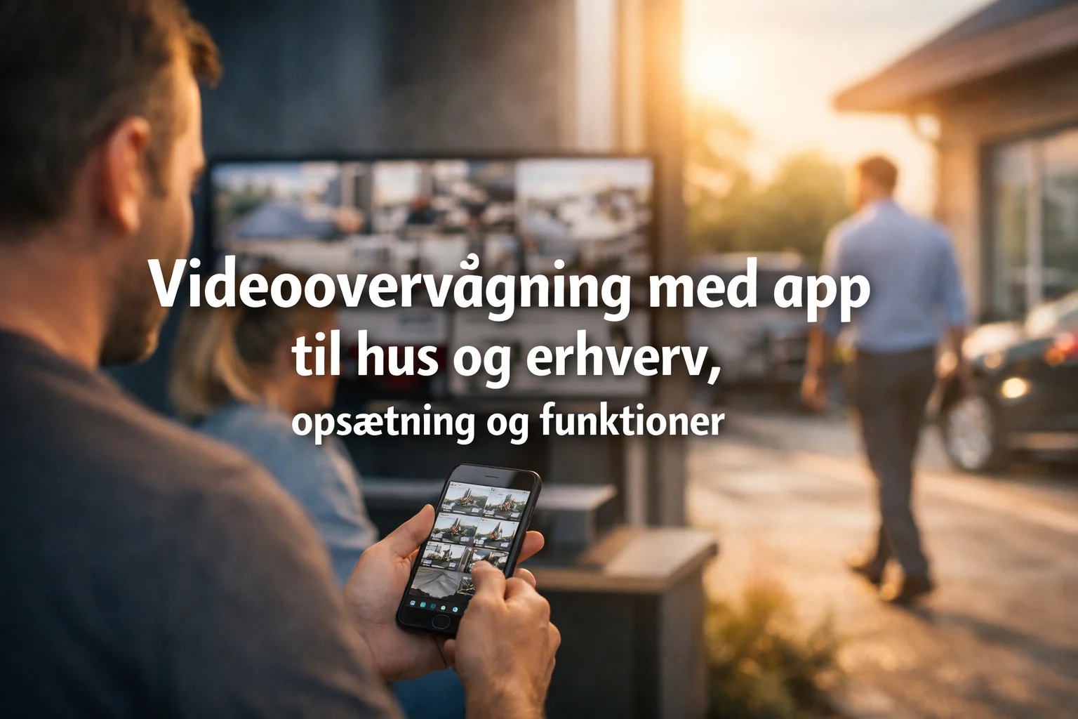 billedet viser overvågning privat og på arbejdsplads og omhandler Videoovervågning med app