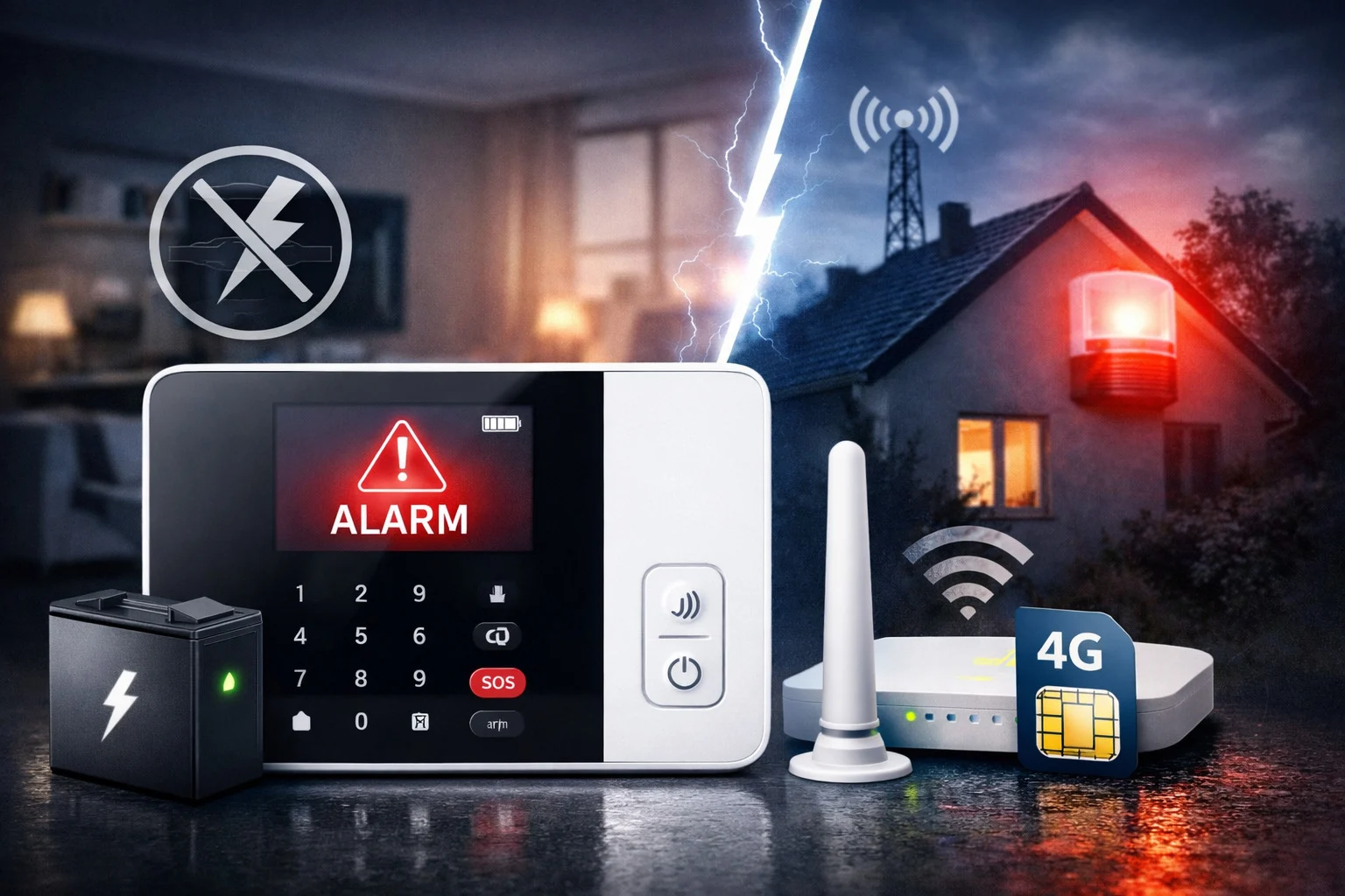 billedet omhandler alarm hvis strømmen går