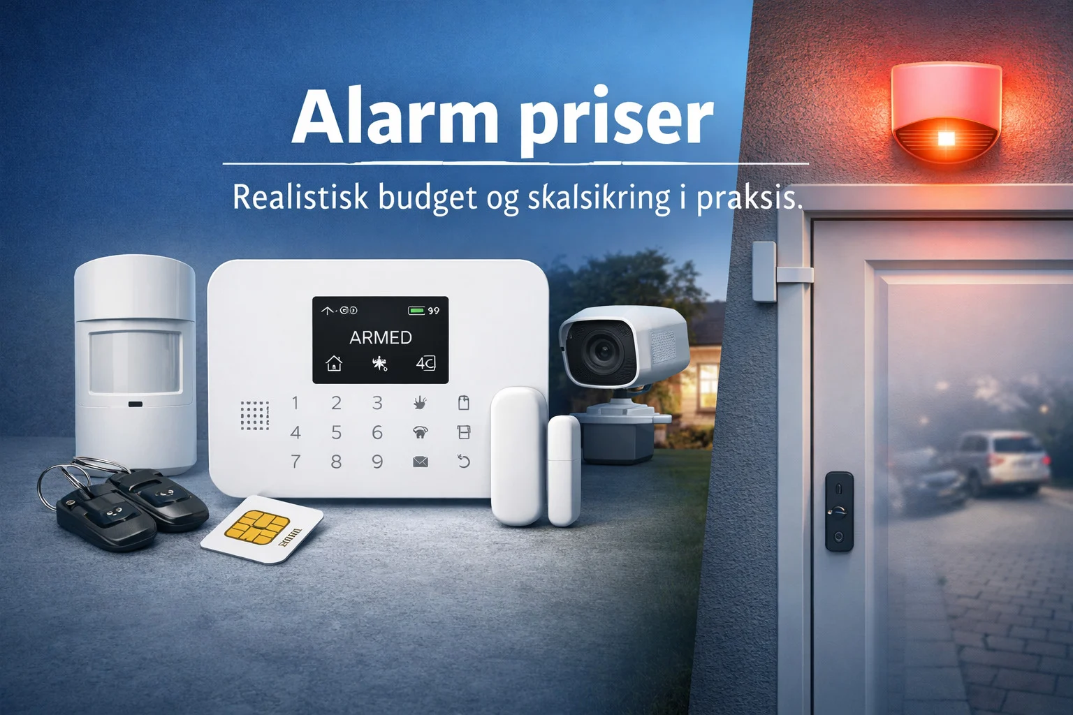 billedet viser alarmsystem og alarm priser