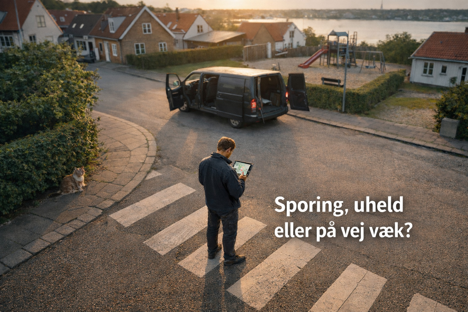 billede af mand i trafikken i gang med gps tracking
