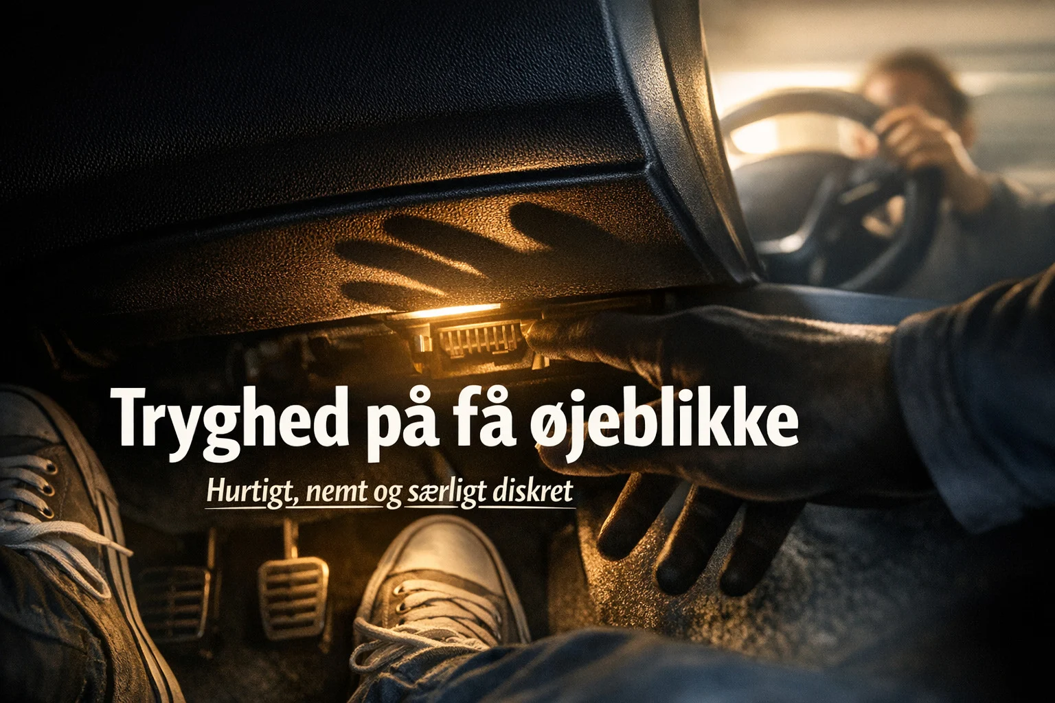 billedet viser en bil med speeder og bremser samt en obd gps tracker