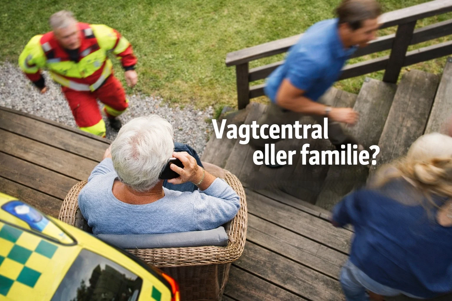 billedet viser en person i gang med opkald via tryghedsalarm vagtcentral