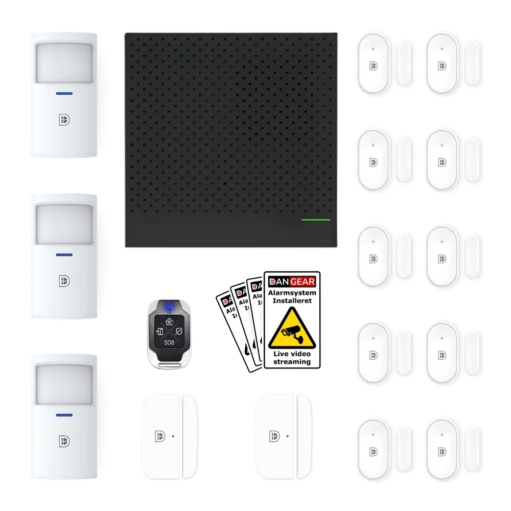 DanGear ESSENTIAL alarmsystem pakke 150-250m²- husalarm med gratis app