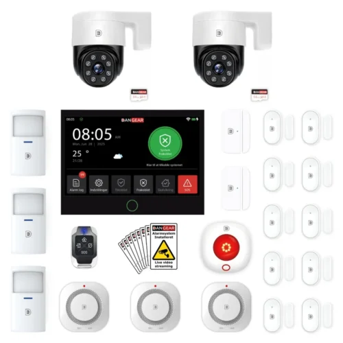 alarmsystem med 4 PTZ kameraer mega pakke
