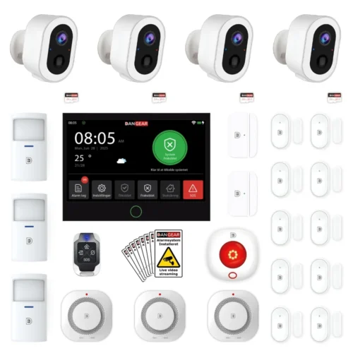 alarmsystem med 4 PTZ kameraer mega pakke
