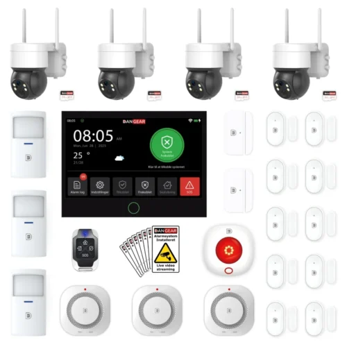 alarmsystem med 4 PTZ kameraer mega pakke