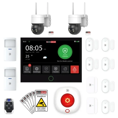alarmsystem med 4 PTZ kameraer mega pakke