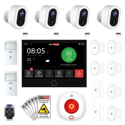 alarmsystem med 4 PTZ kameraer mega pakke