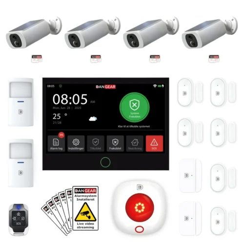 alarmsystem med 4 PTZ kameraer mega pakke