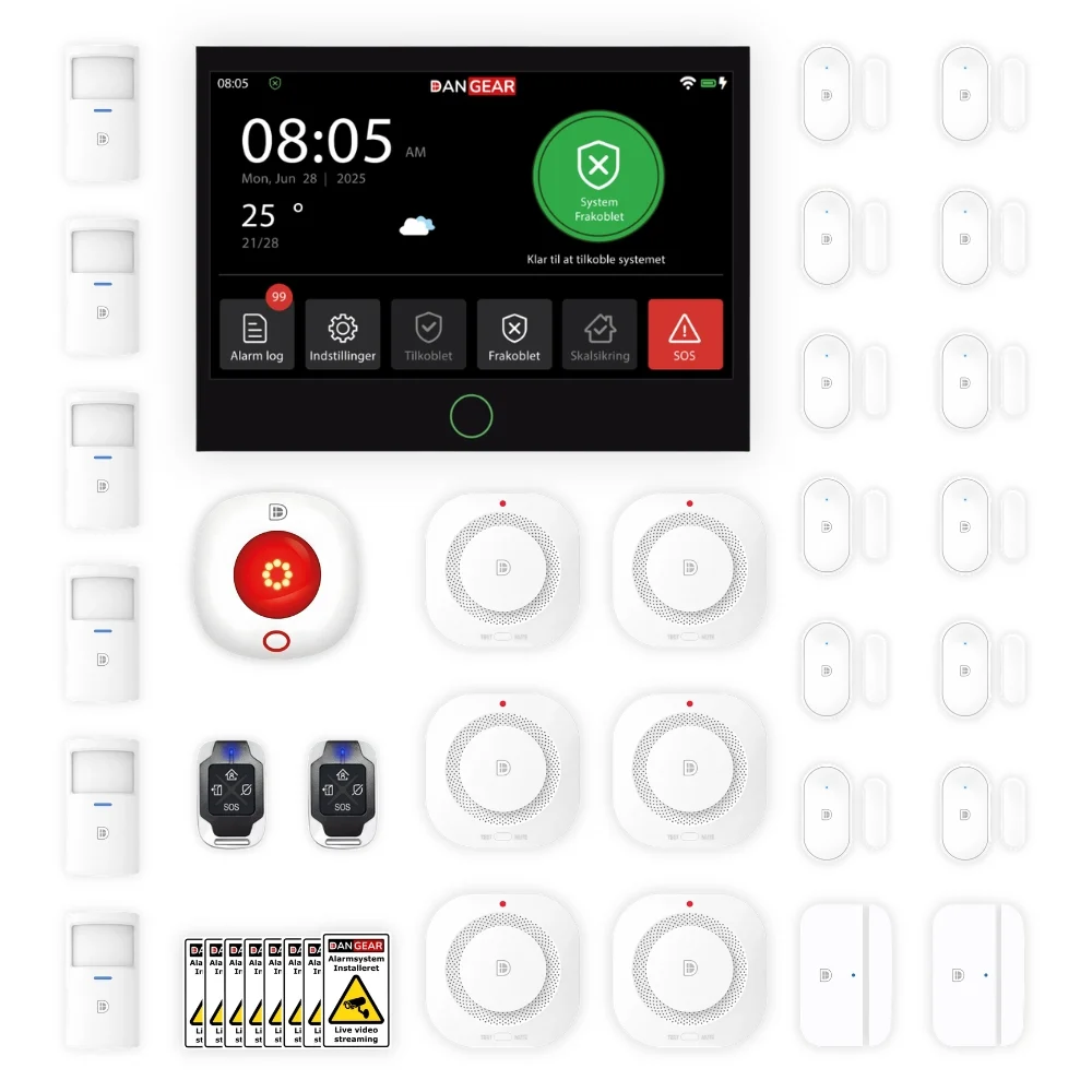 DanGear PREMIUM touchskærm alarmsystem pakke +250-m² DanGear PREMIUM Alarmsystem +250m2