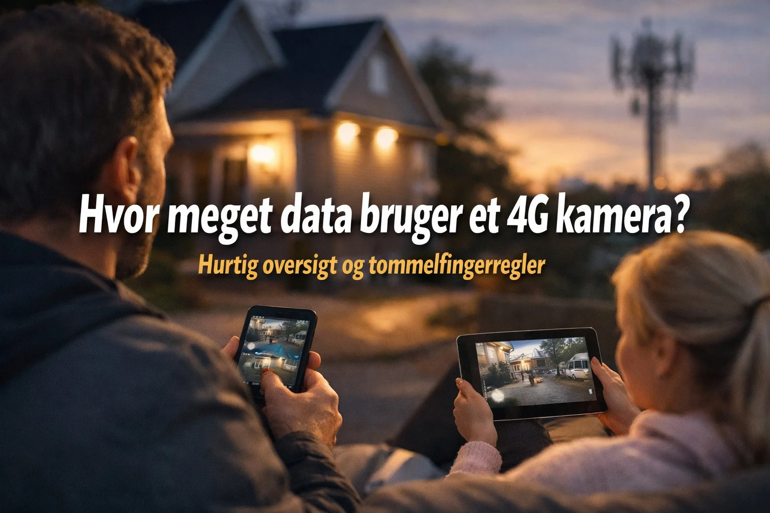 billedet viser overvågning til privat hjem og omhandler "Hvor meget data bruger et 4G kamera"