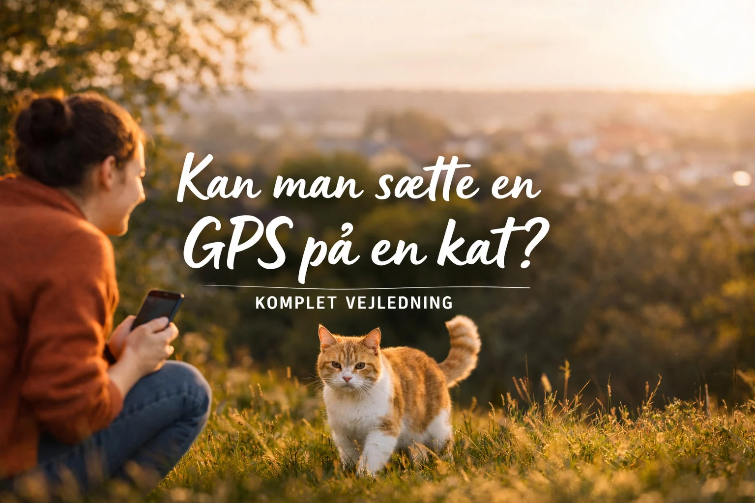 billedet viser en kat og dens ejer og omhandler "kan man sætte en GPS på en kat"