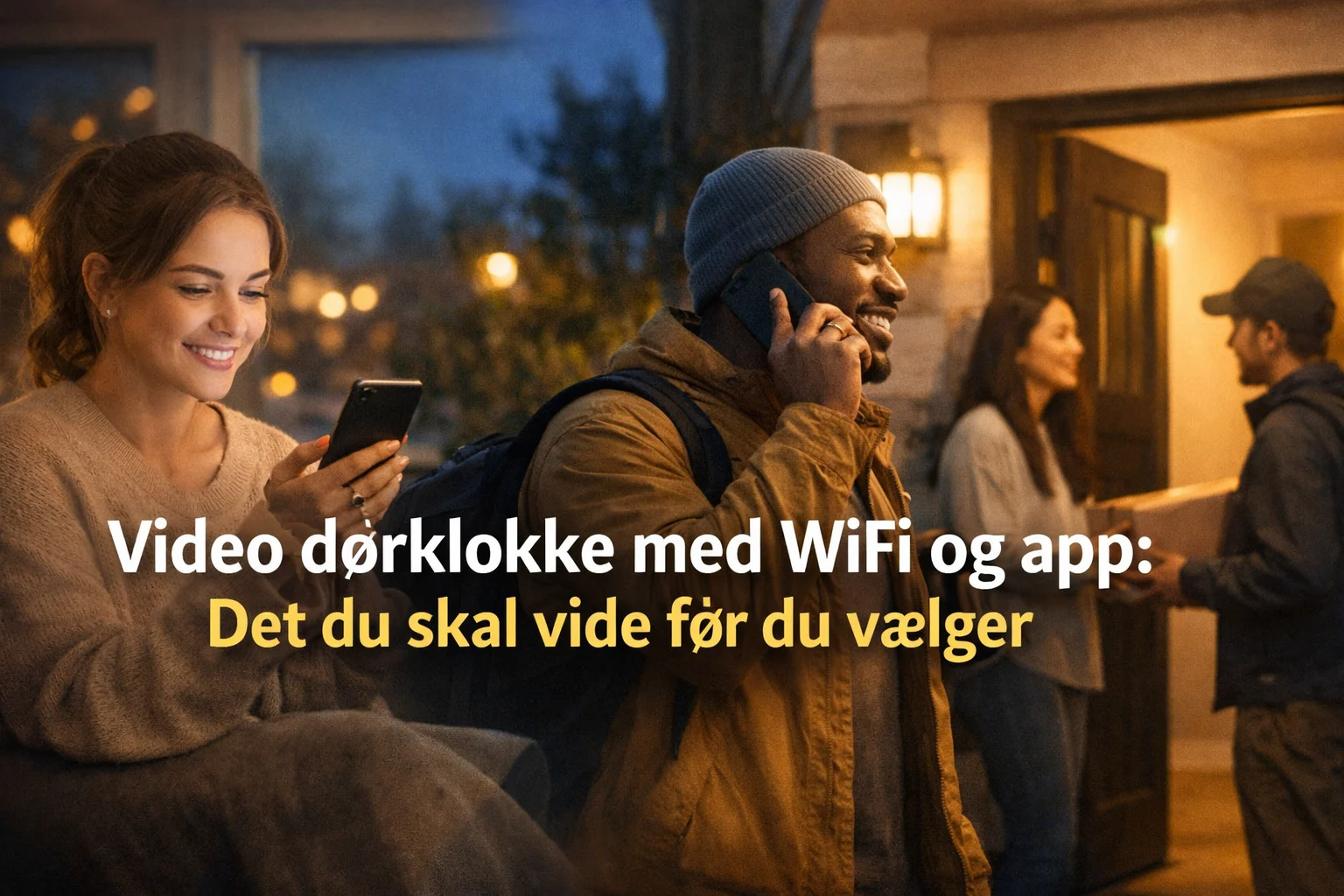 billedet viser brug af video dørklokke med wifi og app