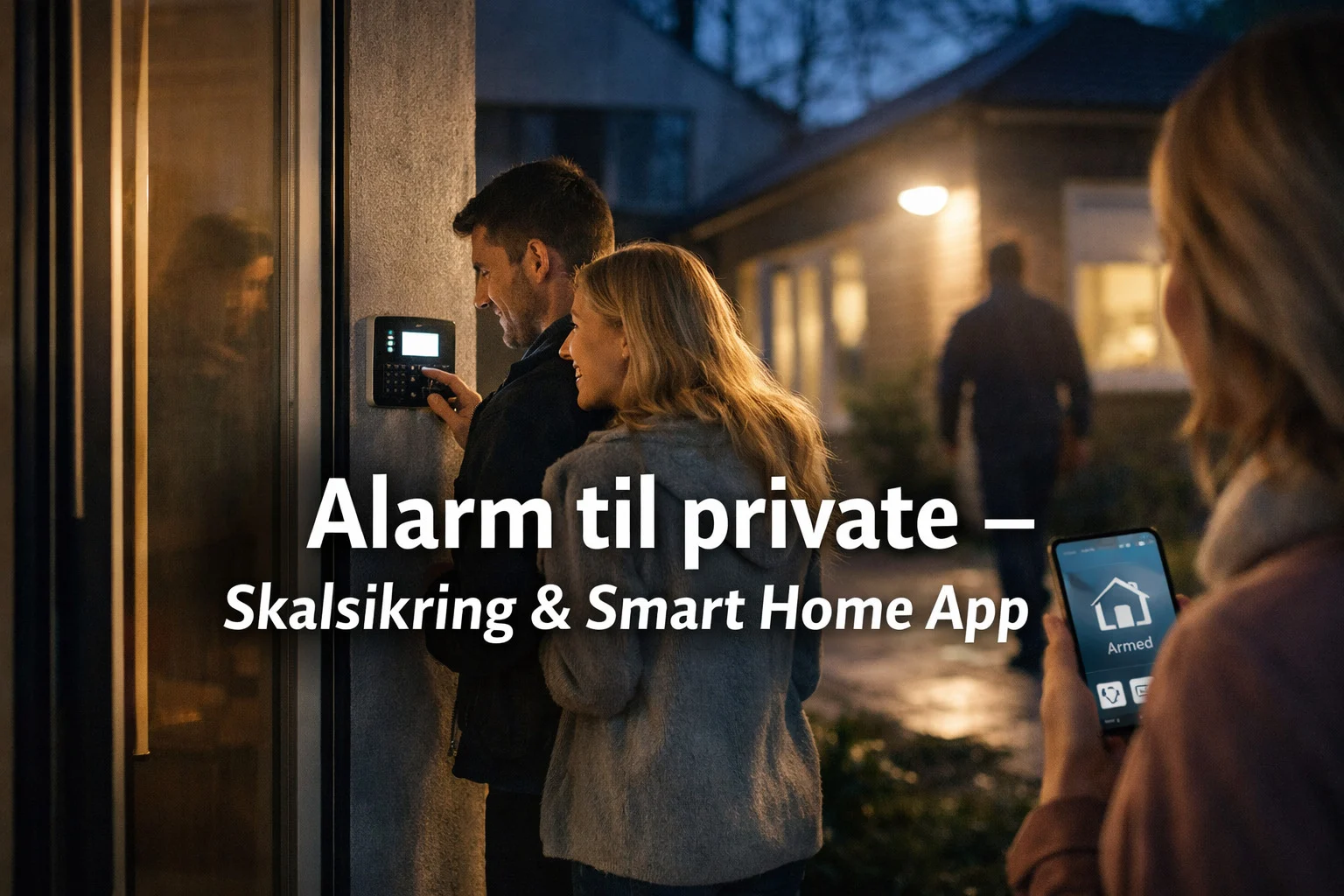 billedet viser folk med et privat alarmsystem og omhandler alarm til private