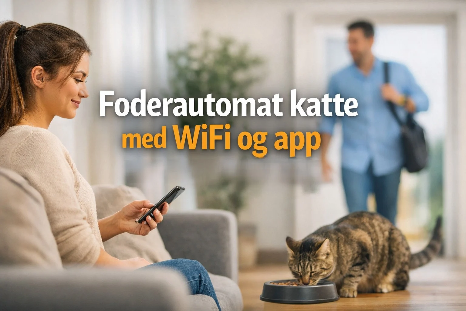 billedet viser et hjem med foderautomat katte