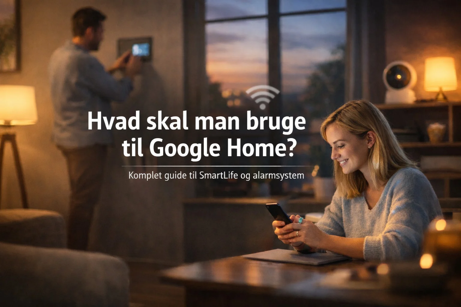 billedet viser et smart home og omhandler hvad skal man bruge til google home