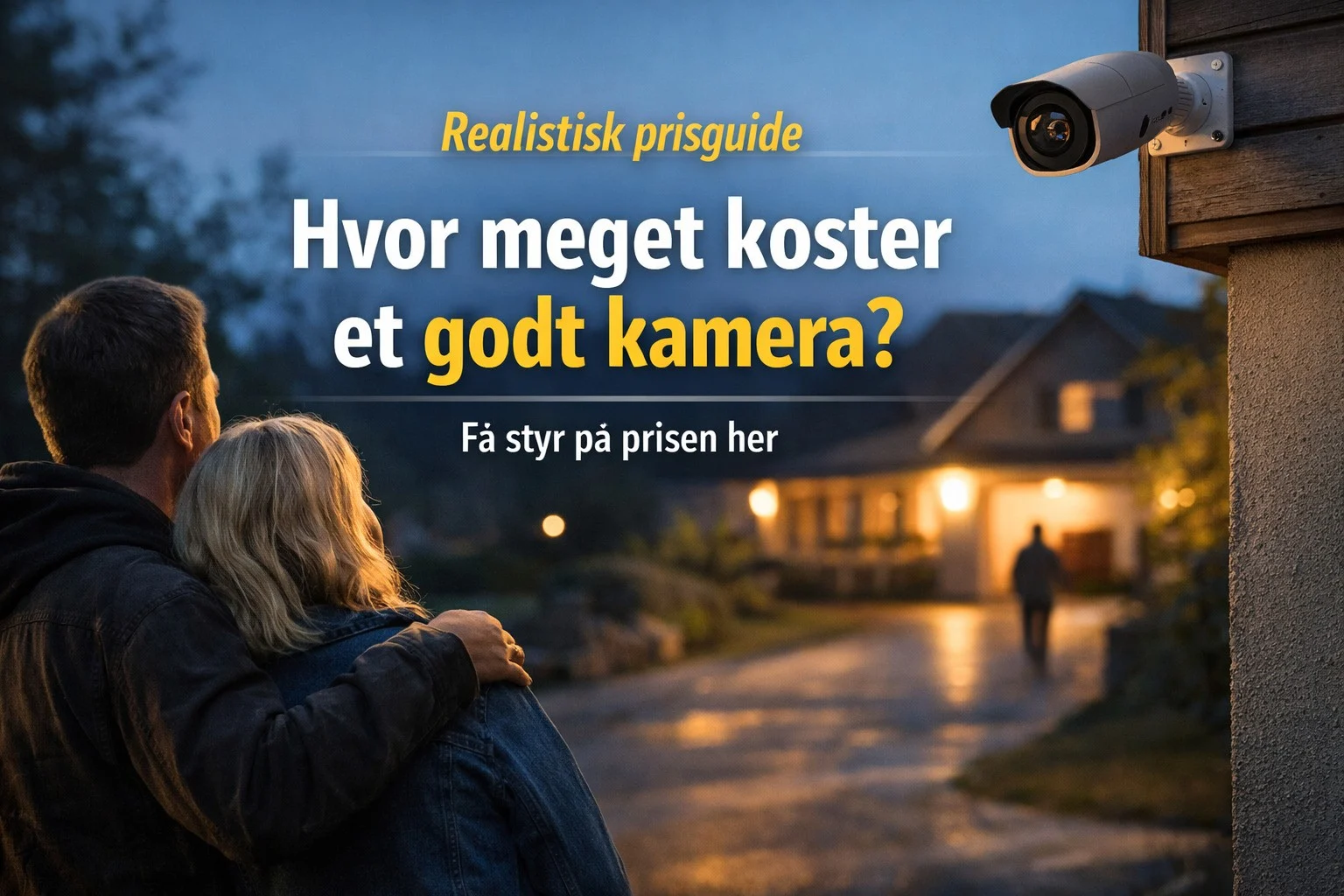 billedet viser et par der kigger på deres overvågning og med spørgsmålet hvor meget koster et godt kamera