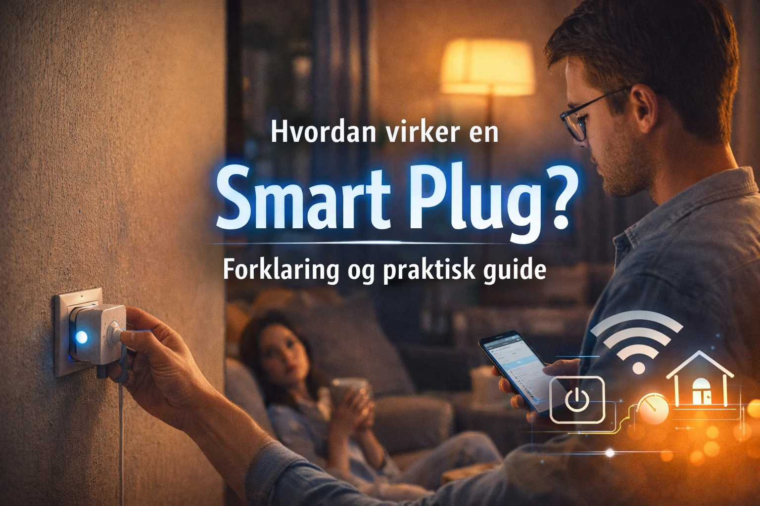 billedet viser smart plug brug i smart home og omhandler hvordan virker en smart plug