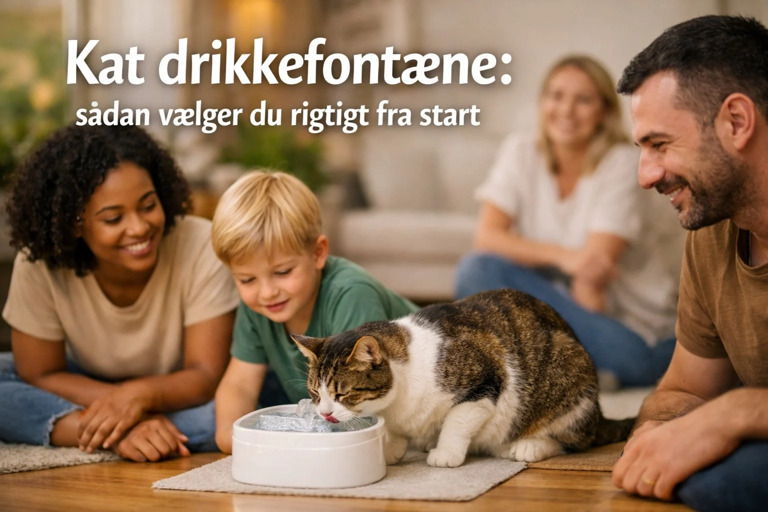 billedet viser kat drikkefontæne til kæledyr hjemme hos familie