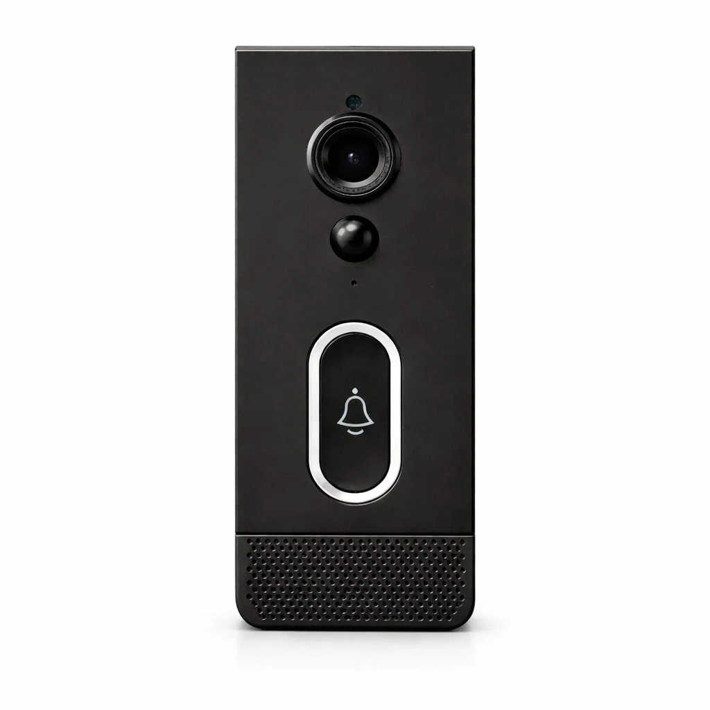 WiFi videodørklokke forfra Sort videodørklokke med kamera