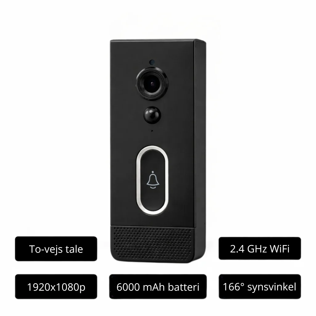WiFi videodørklokke specifikationer-1 Videodørklokke med to-vejs tale