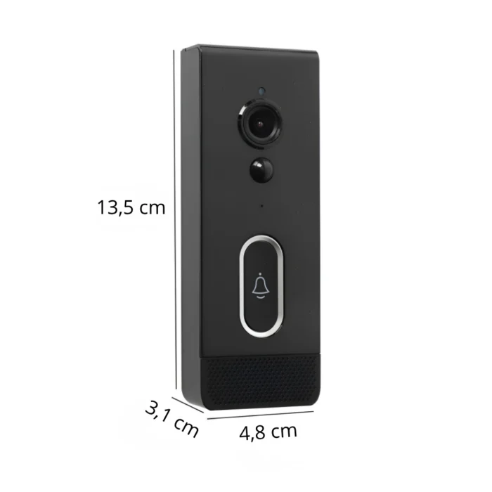 Sort videodørklokke med dimensioner