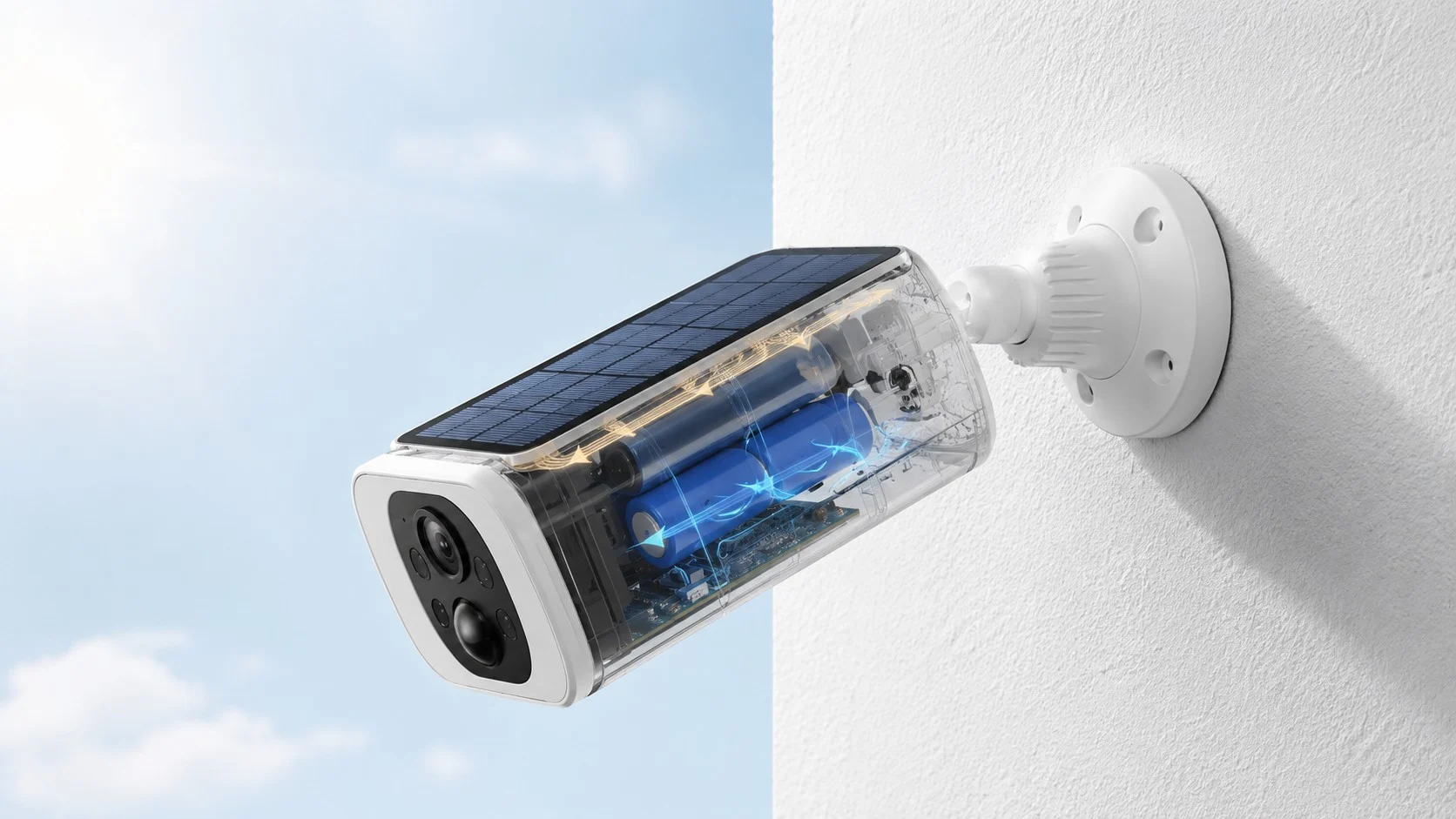 5MP WiFi overvågningskamera med batteri og 1.5W solcelle batteri WiFi overvågningskamera med stort batteri