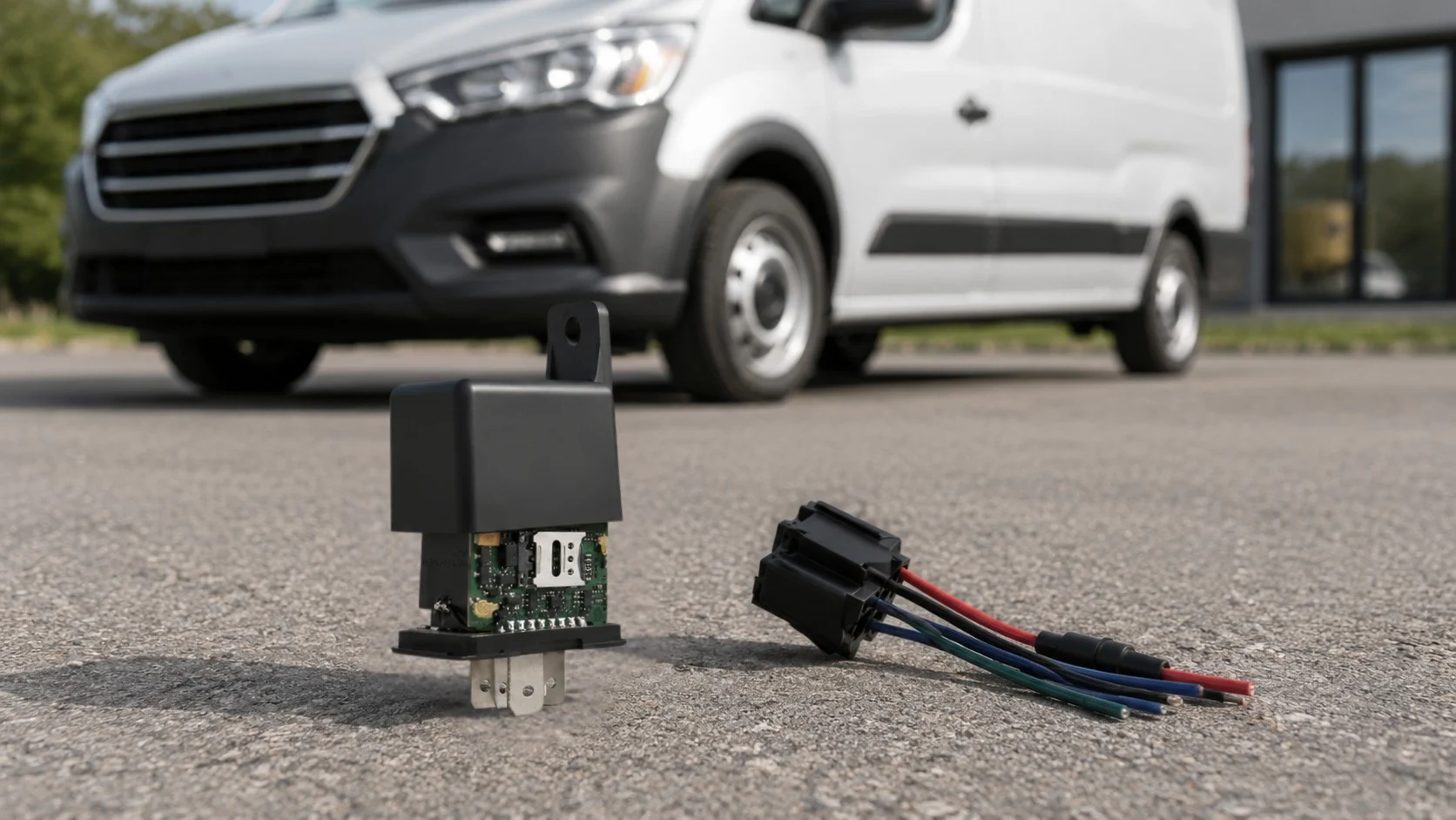 4G GPS tracker til erhverv med gratis flådestyring på parkeringsplads