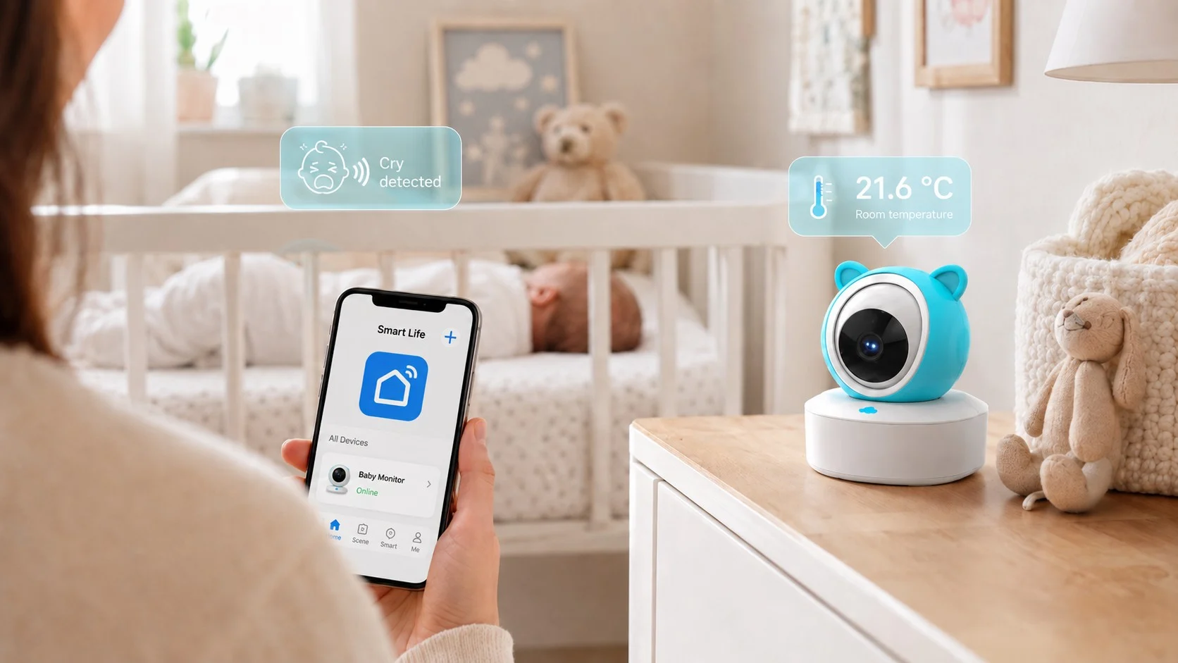 babyalarm med kamera smartlife Babyalarm