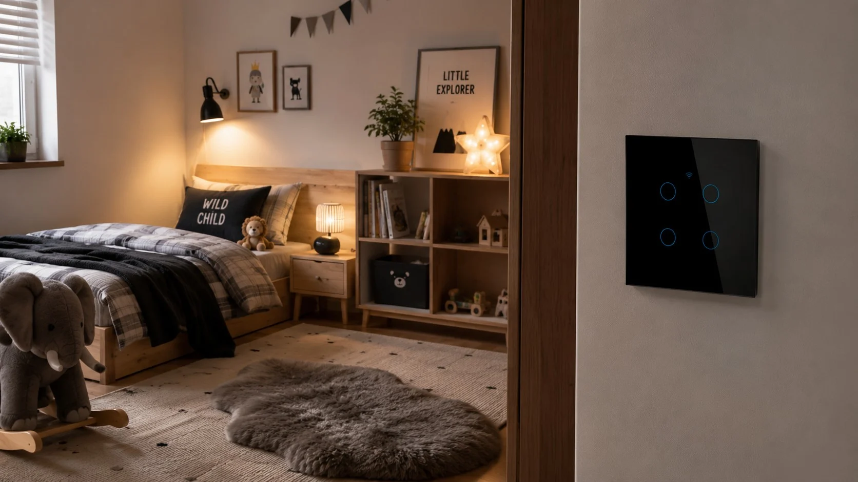 smart lyskontakt med 4 zoner i børneværelse wifi lyskontakt med touch 4 zoner