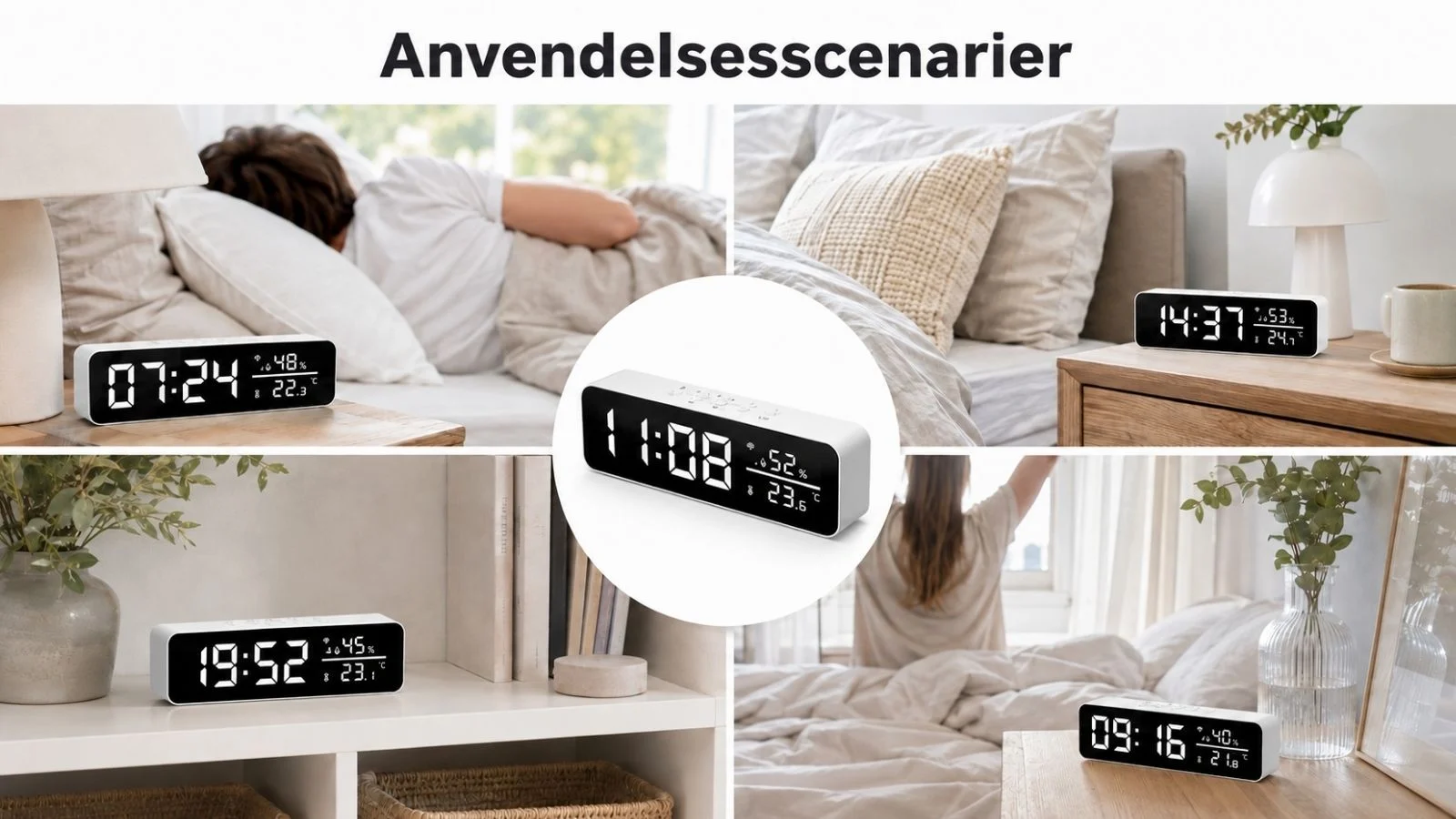 Anvendelsesscenarier med WiFi vækkeur med indeklimamåling Anvendelsesscenarier med WiFi vækkeur med indeklimamåling